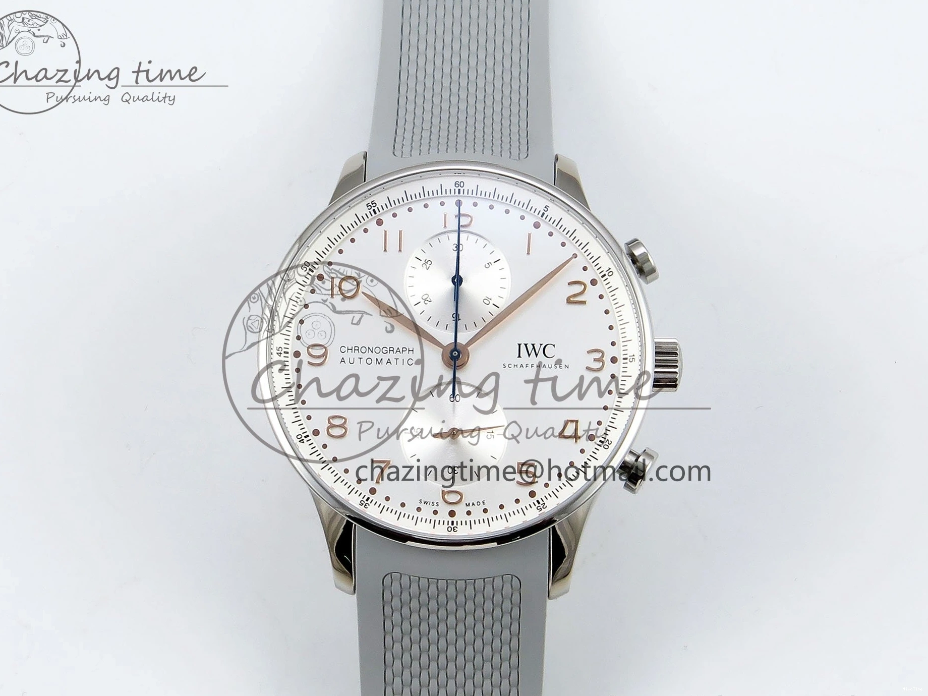 MIROTIME 0403 Portuguese Chrono IW3716 Z+F 1:1 Best Edition White Dial on Gray Rubber Strap A WrinkleFree 7014